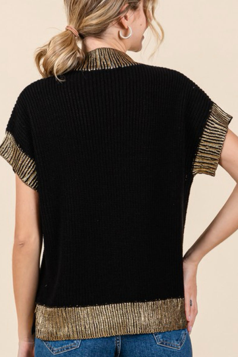 METALLIC DETAILS KNIT TOP