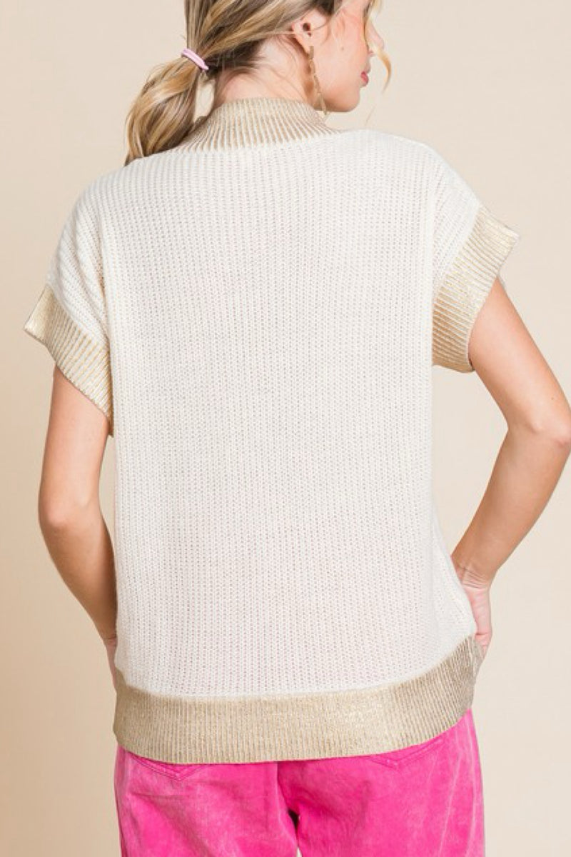 METALLIC DETAILS KNIT TOP