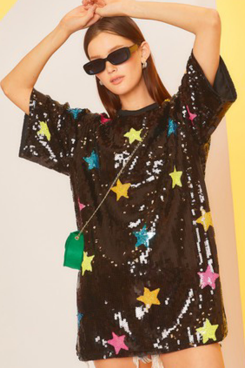 NEON STARS SEQUIN MINI DRESS