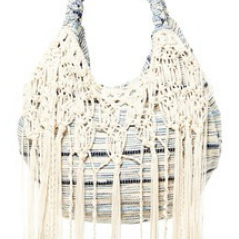 MACRAME FRINGE HOBO BAG