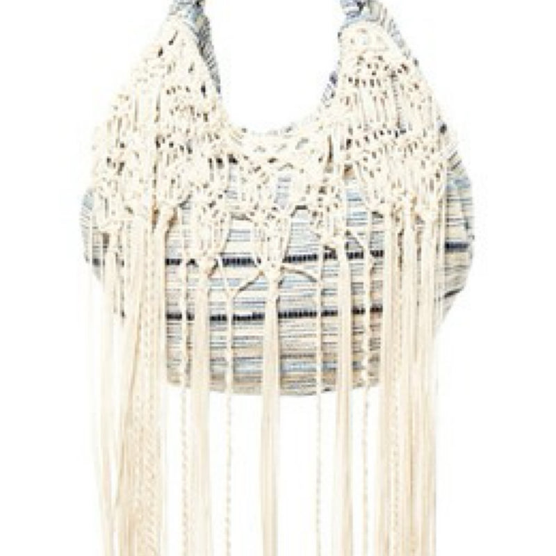 MACRAME FRINGE HOBO BAG