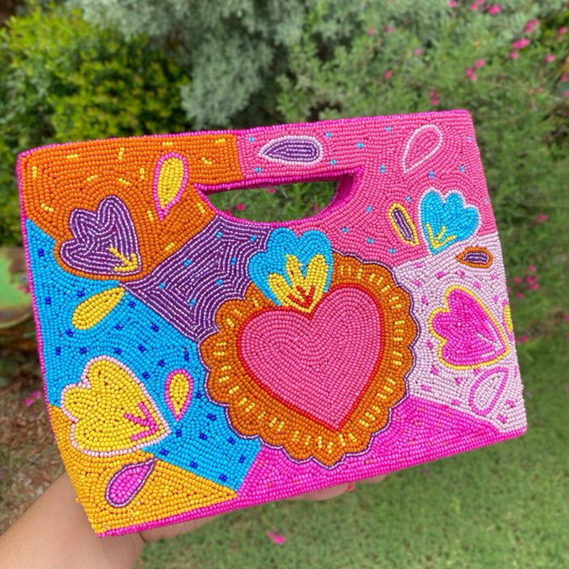 HANDMADE VIBRANT HEART CROSSBODY