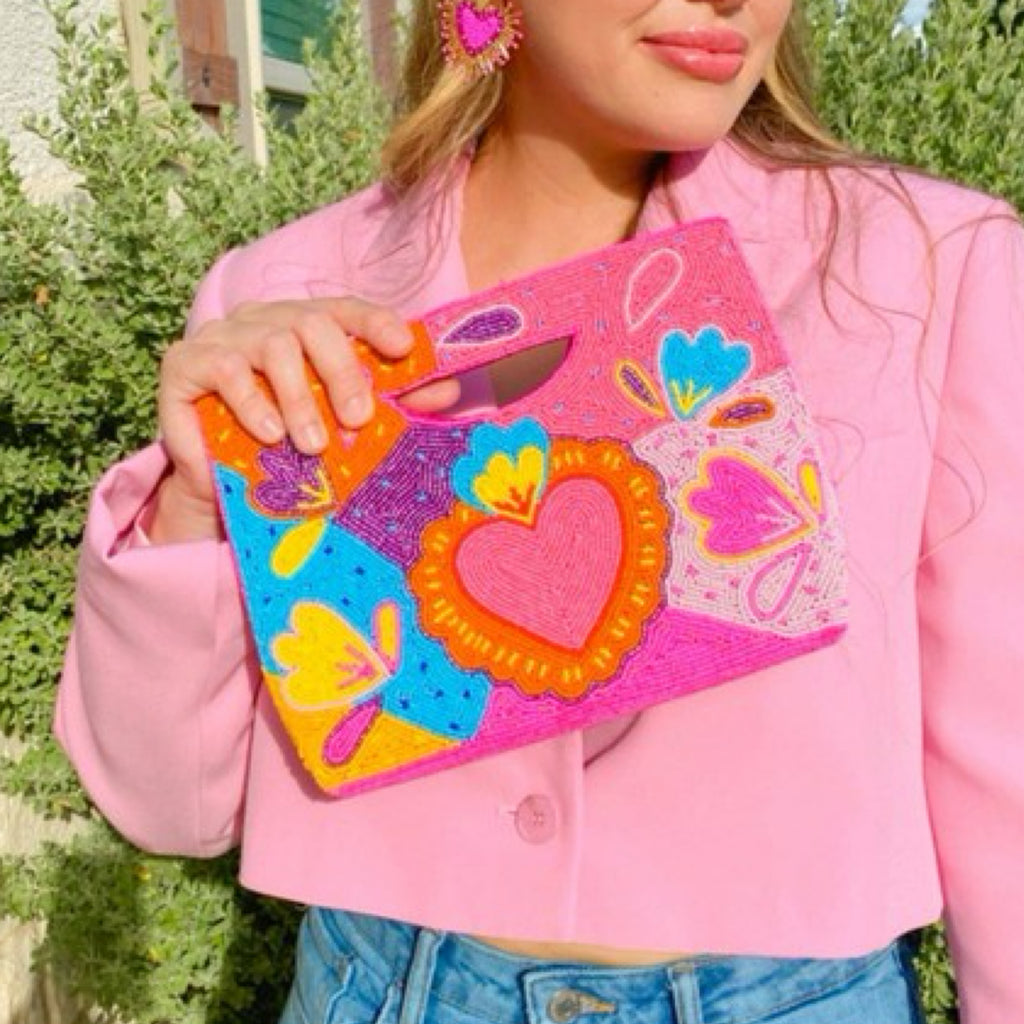 HANDMADE VIBRANT HEART CROSSBODY