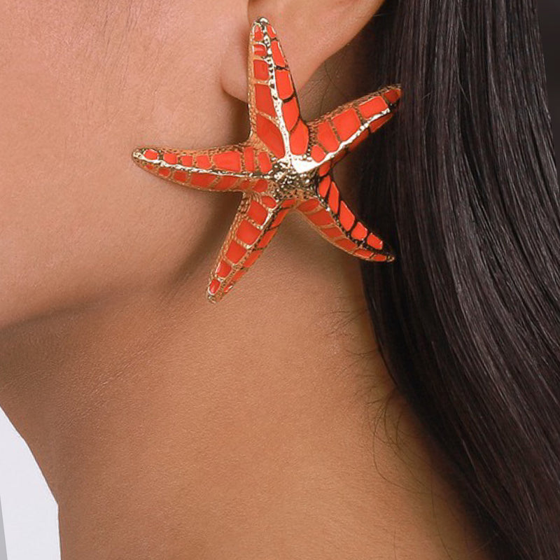 LARGE COLORED STARFISH EARRINGS