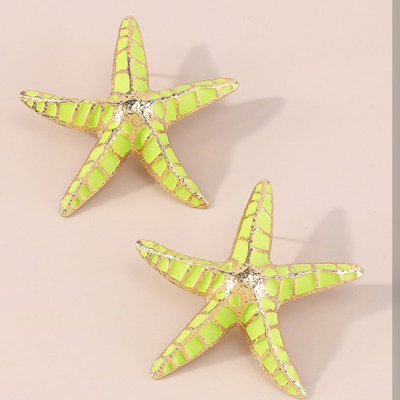 LARGE COLORED STARFISH EARRINGS