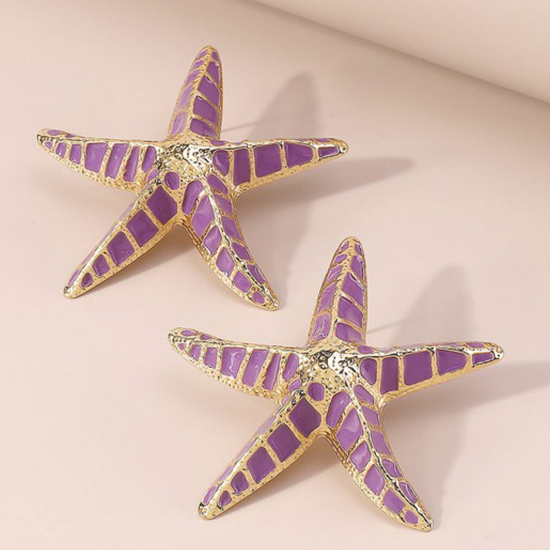 LARGE COLORED STARFISH EARRINGS