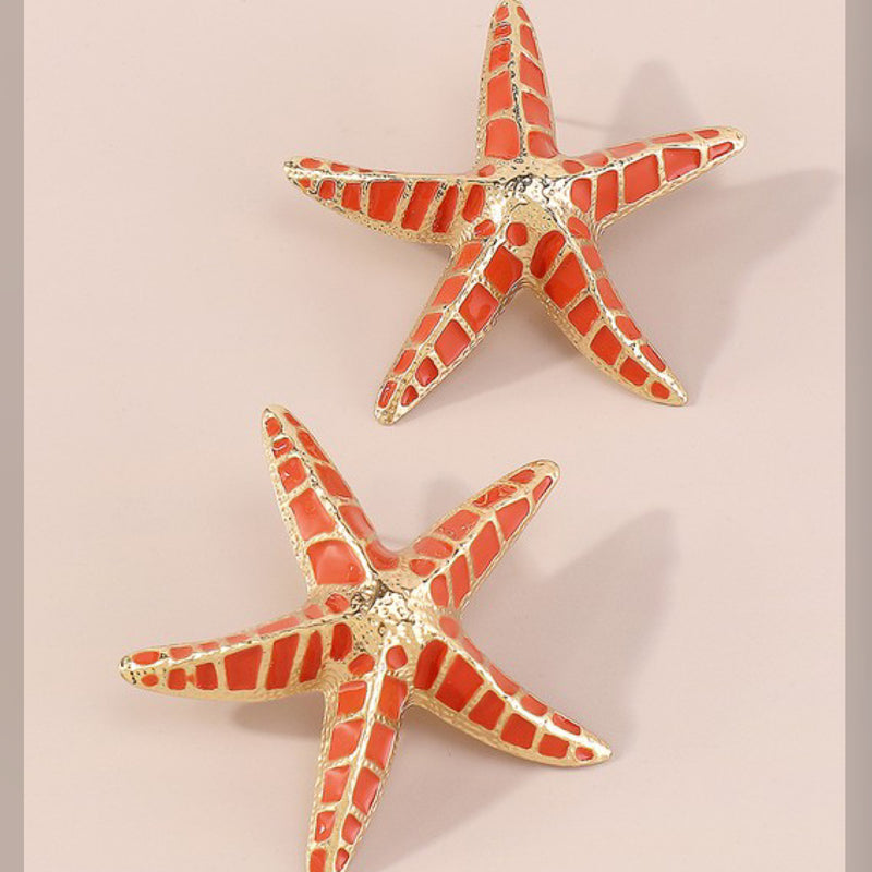 LARGE COLORED STARFISH EARRINGS