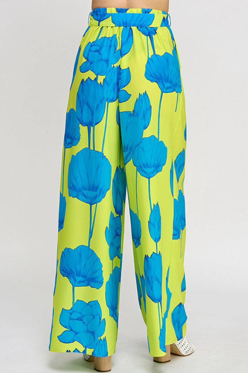 FLORAL COLOR BLOCK PANTS