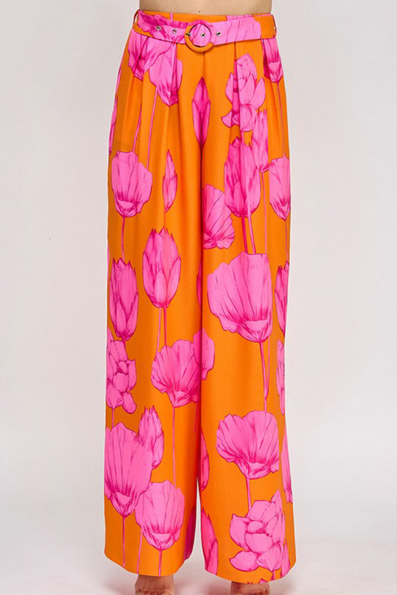 FLORAL COLOR BLOCK PANTS