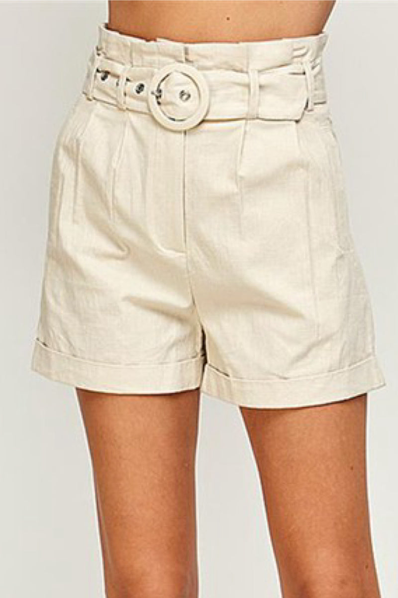 PAPER BAG BELTED SHORTS