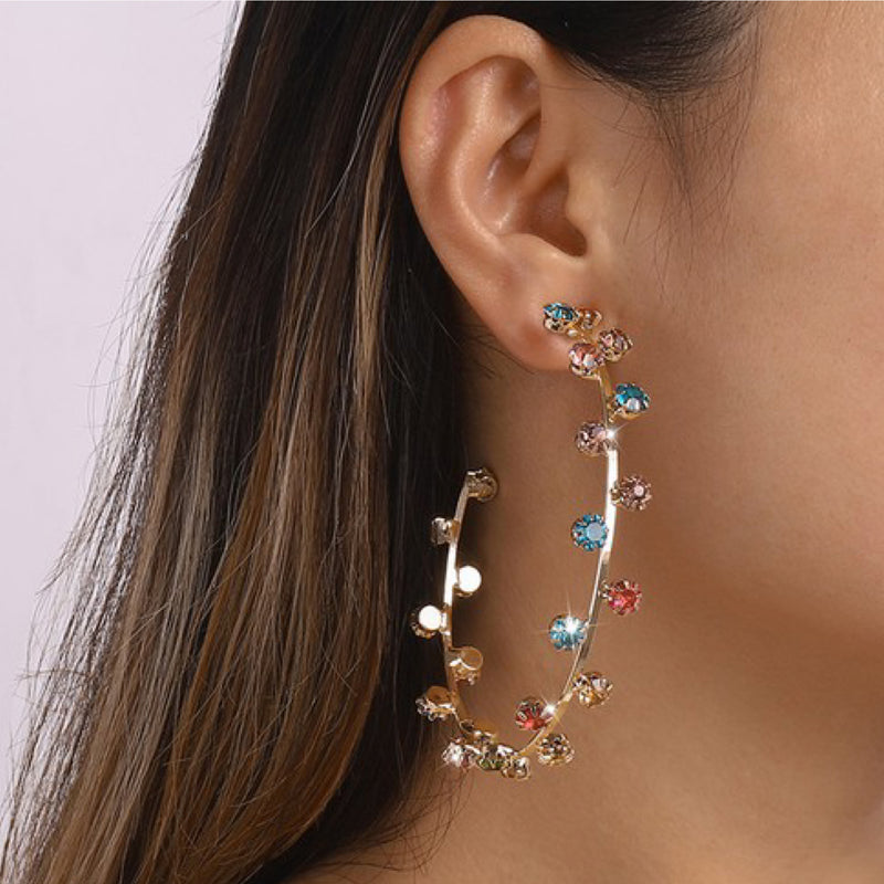 RAINBOW RHINESTONE HOOPS