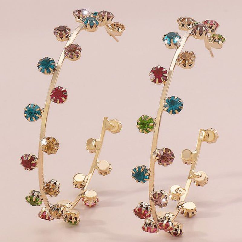 RAINBOW RHINESTONE HOOPS