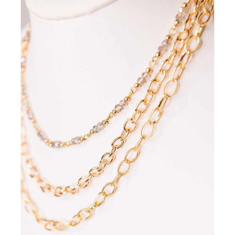 THREE STRAND MULTI CHAIN  NECKLACE