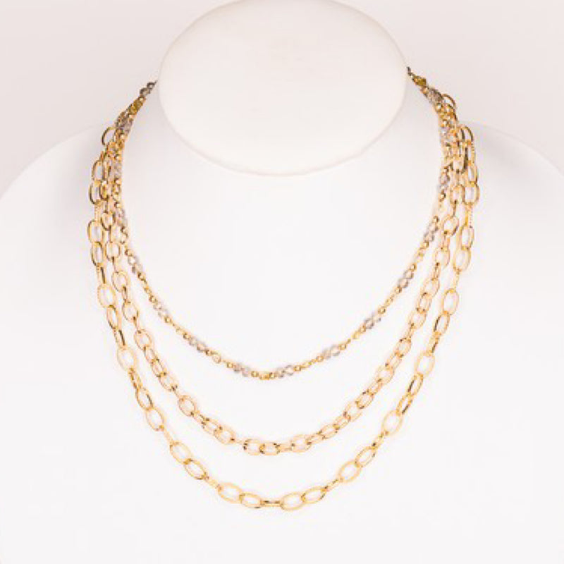 THREE STRAND MULTI CHAIN  NECKLACE