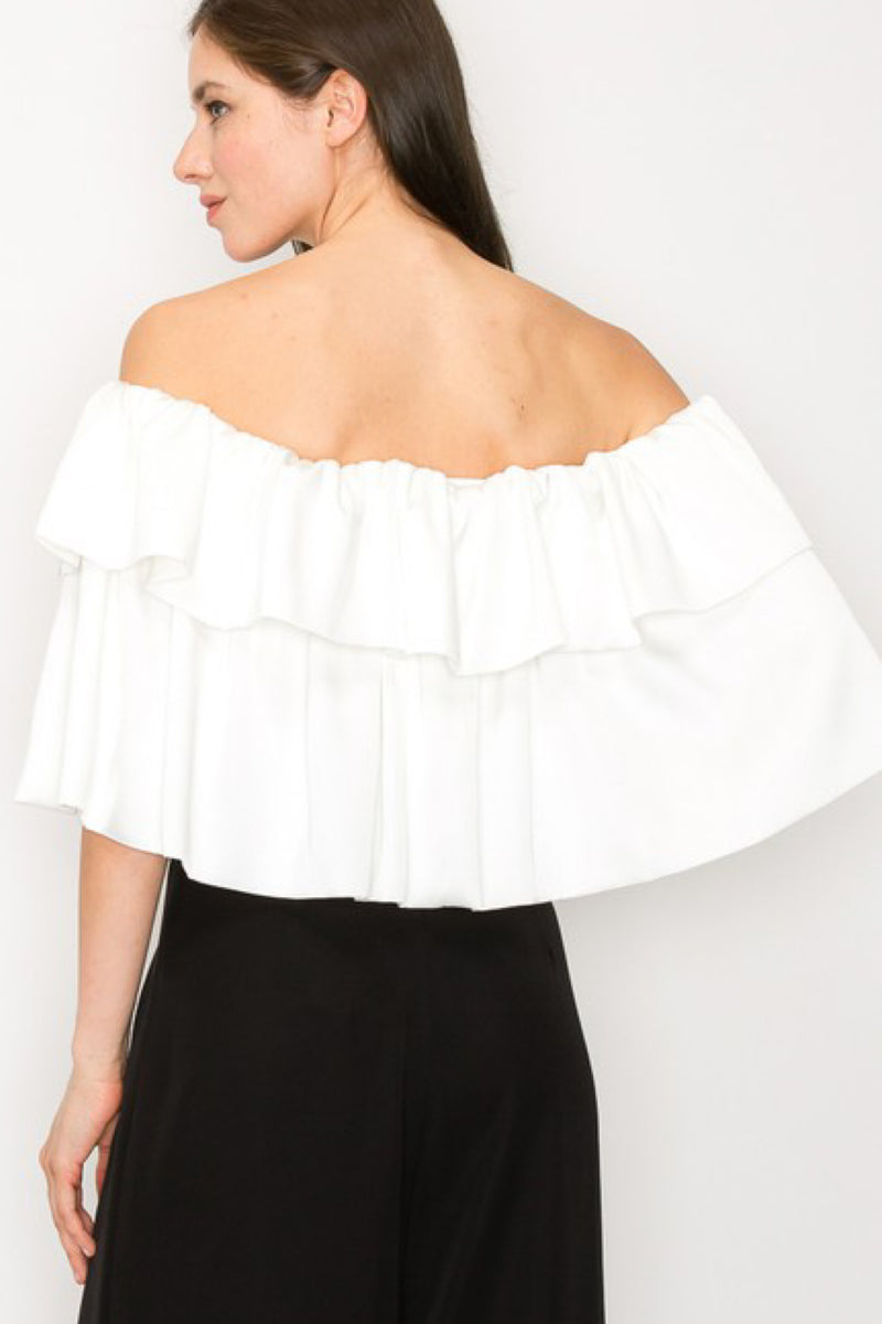 LUX SATIN RUFFLE TOP