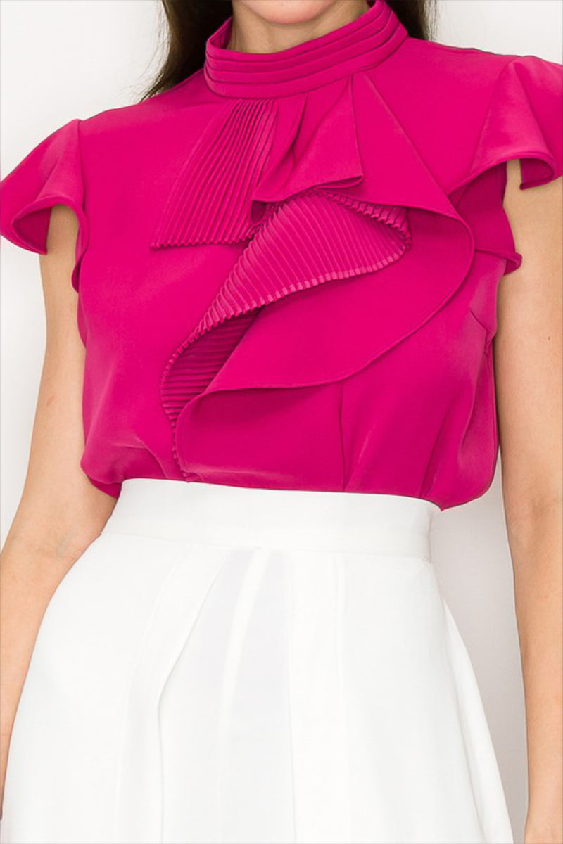 RUFFLE PLEATED CHIC TOP