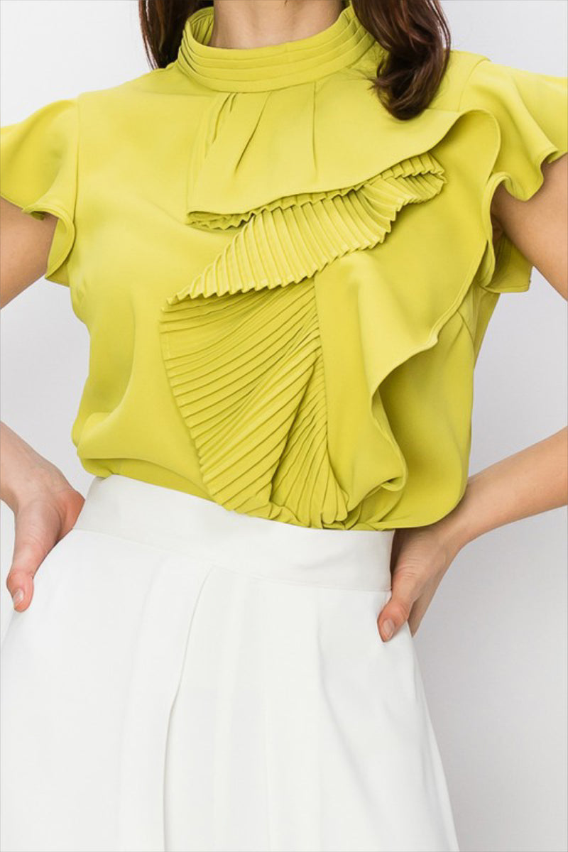 RUFFLE PLEATED CHIC TOP