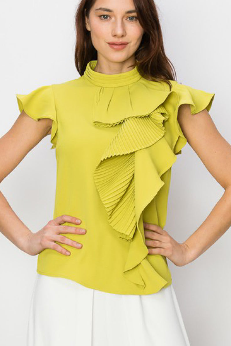 RUFFLE PLEATED CHIC TOP