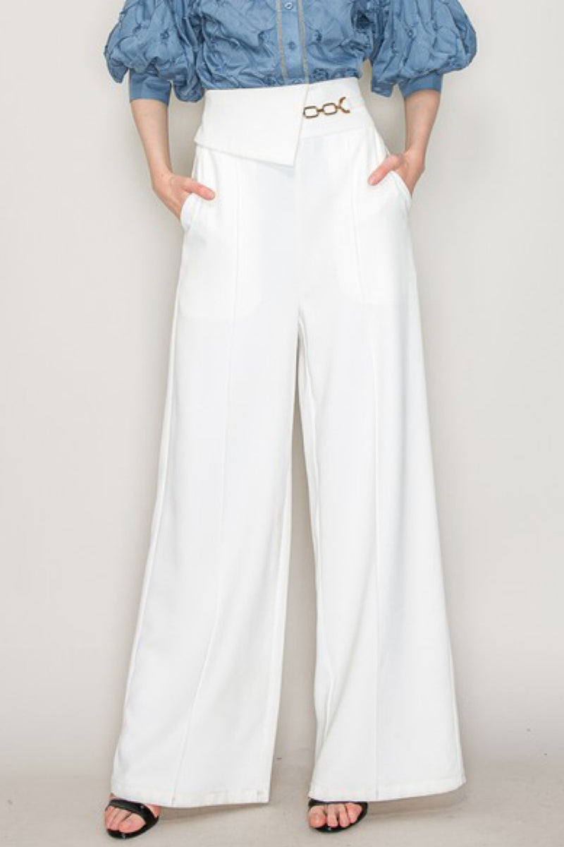 ELEGANT HIGH WAIST CHAIN DETAIL PANT