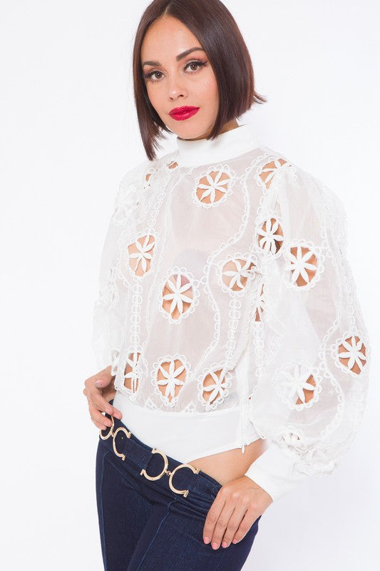 CROCHET LAZER CUT BODYSUIT