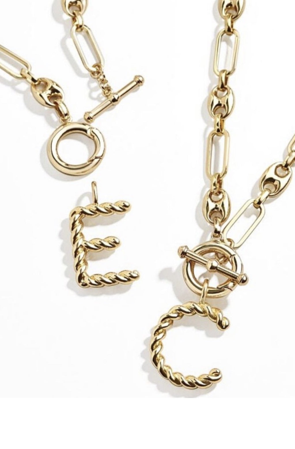 TWISTED TEXTURE LETTER NECKLACE