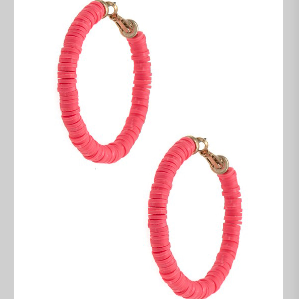 DISK BEAD HOOP EARRINGS