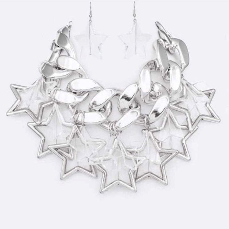 JUMBO STARS & CHAIN NECKLACE