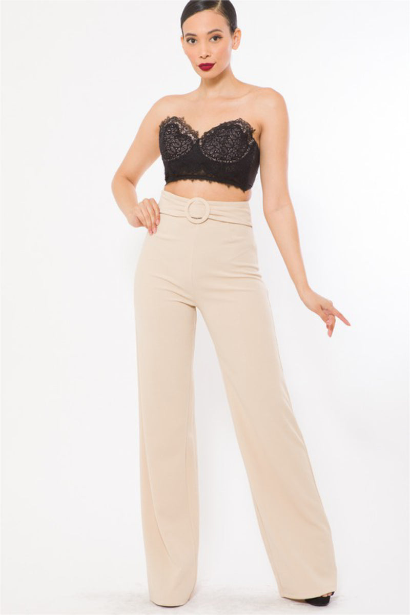 HIGH WAIST BUCKLE BELT PANT