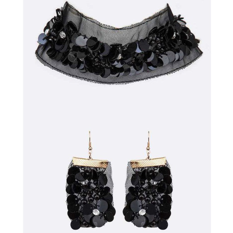 LACE SEQUIN CHOKER SET