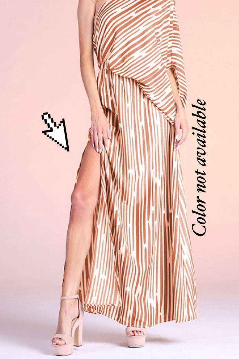 ADLIN STRIPE ONE SHOULDER MAXI