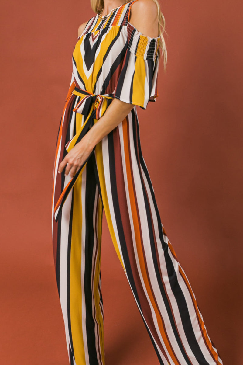 MUSTARD STRIPED JUMPSUIT