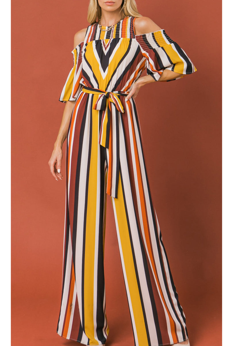 MUSTARD STRIPED JUMPSUIT