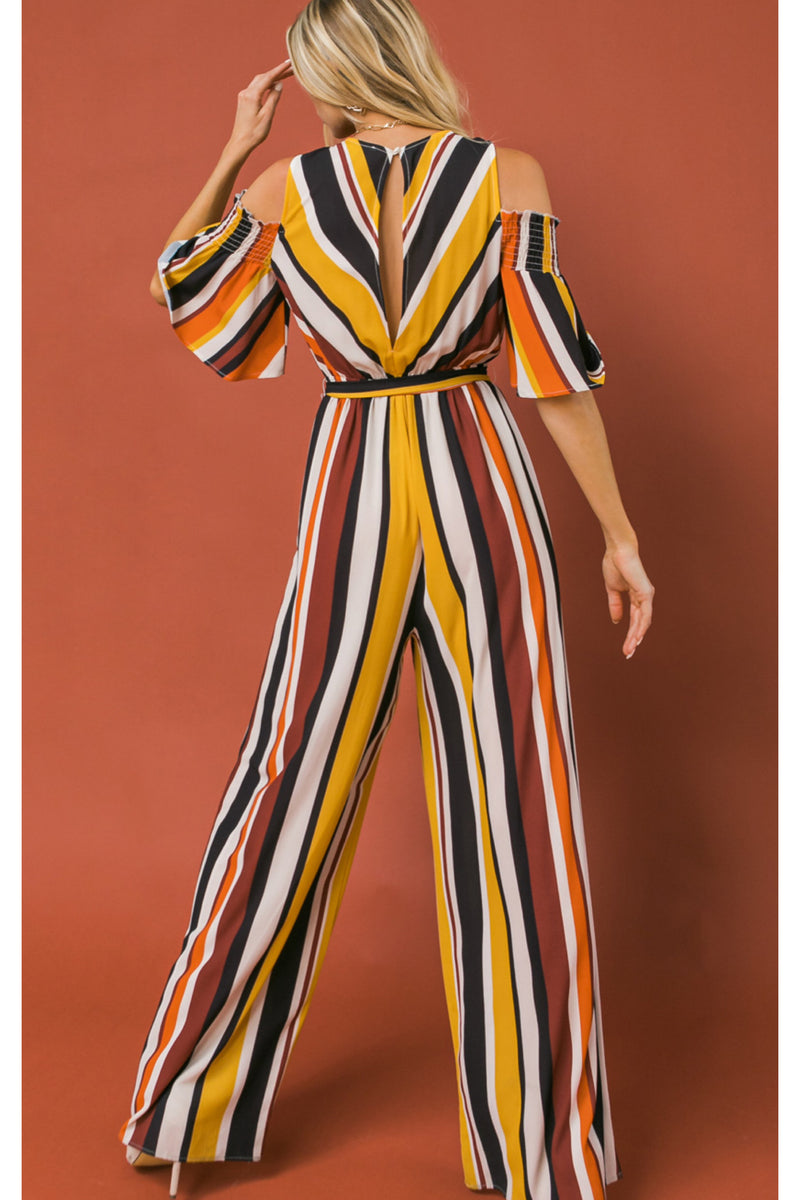 MUSTARD STRIPED JUMPSUIT