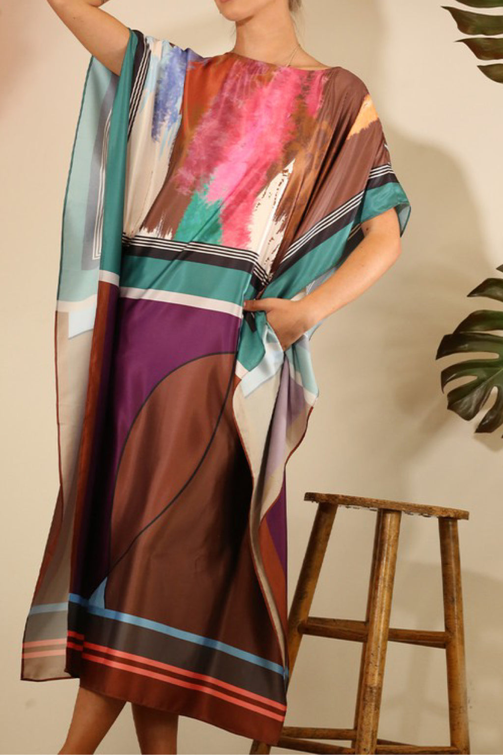 STRETCH SATIN SCARF MAXI