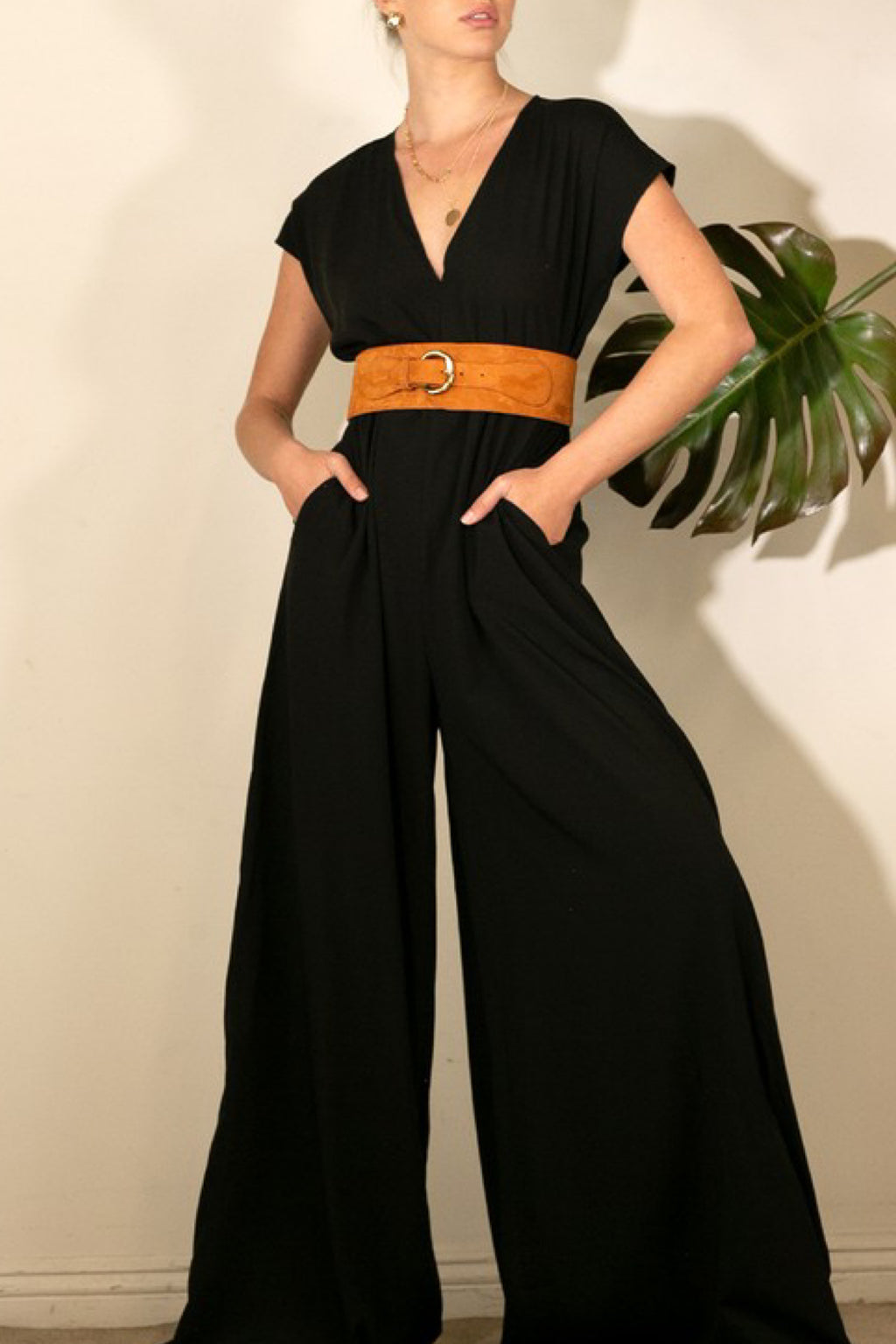 PORTRAIT BELTED JUMPSUIT