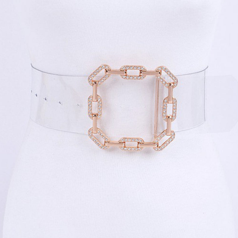 SQUARE BUCKLE CLEAR BELT