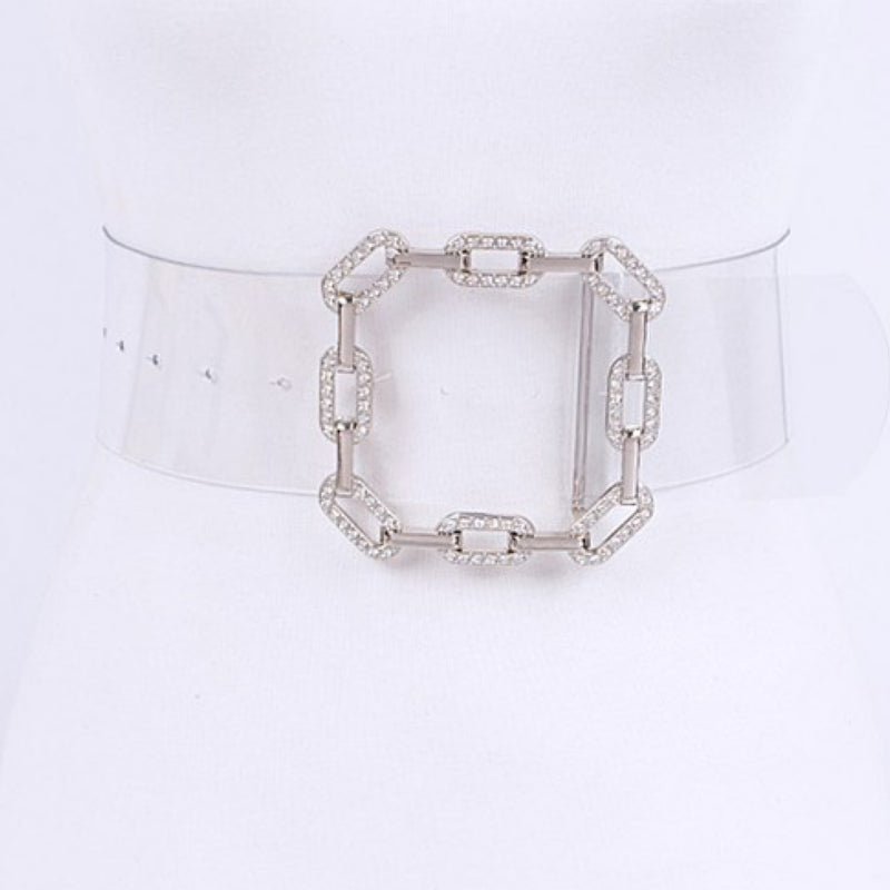 SQUARE BUCKLE CLEAR BELT