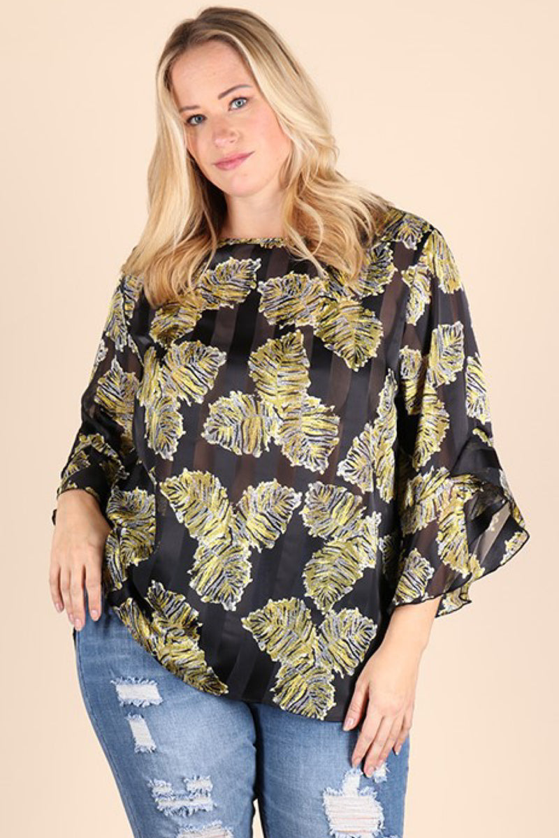 PLUS LEAF PRINT TOP