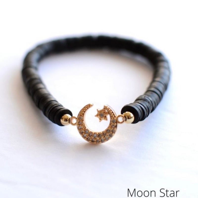 RUBBER DISK MOON & STAR BRACELET