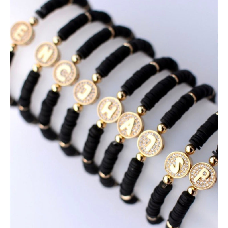 BLACK BAND LETTER BRACELET