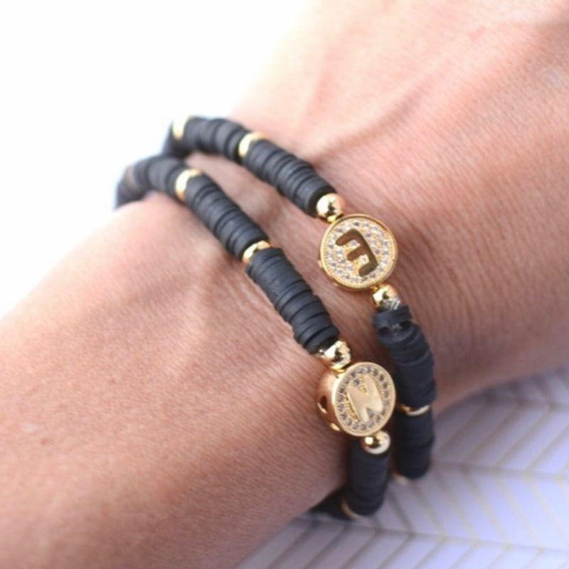 BLACK BAND LETTER BRACELET