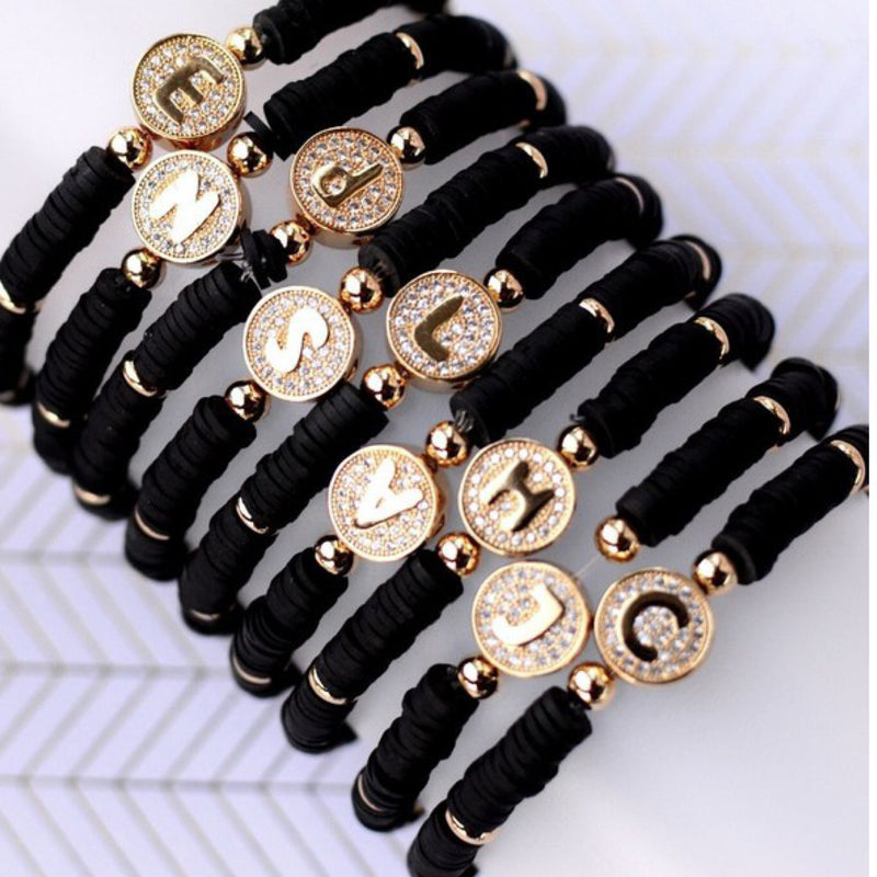 BLACK BAND LETTER BRACELET