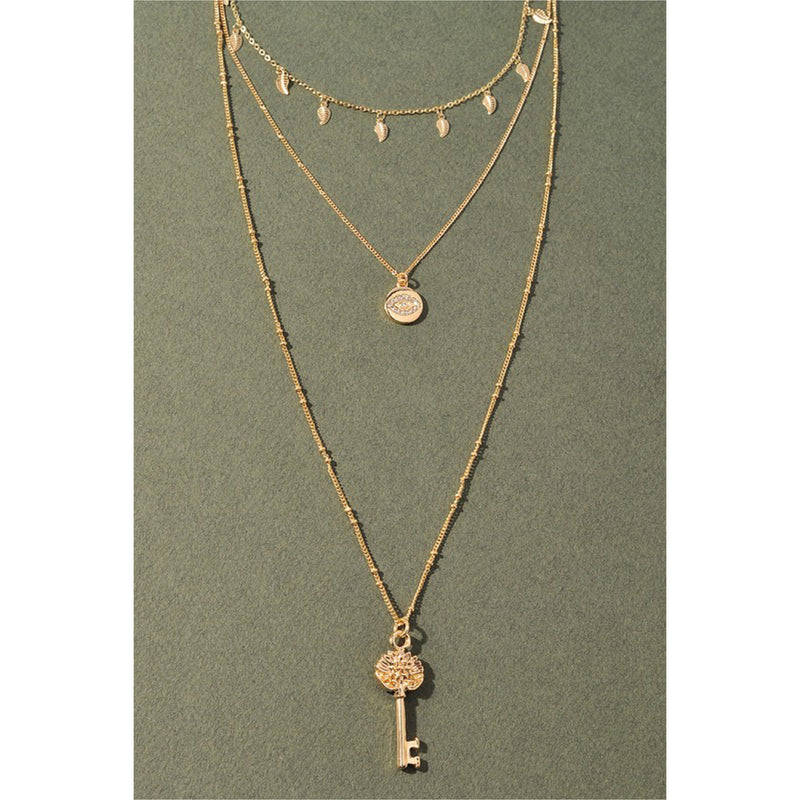 MULTI LAYER KEY CHARM NECKLACE