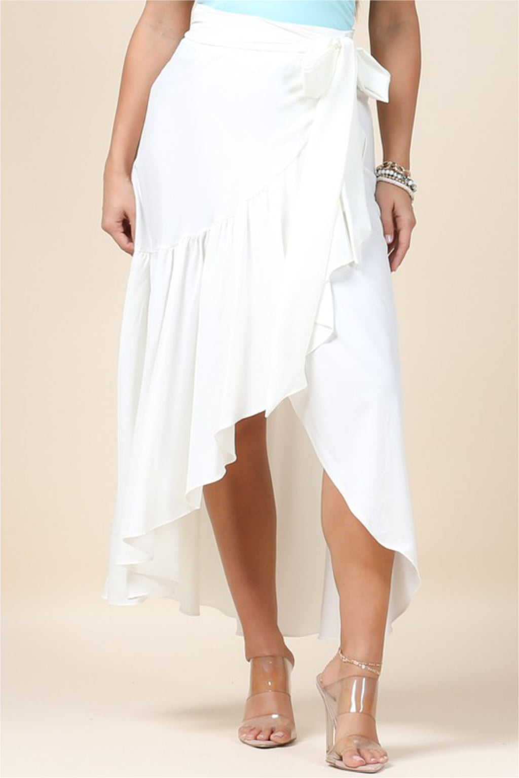 WRAP HI LO RUFFLE SKIRT