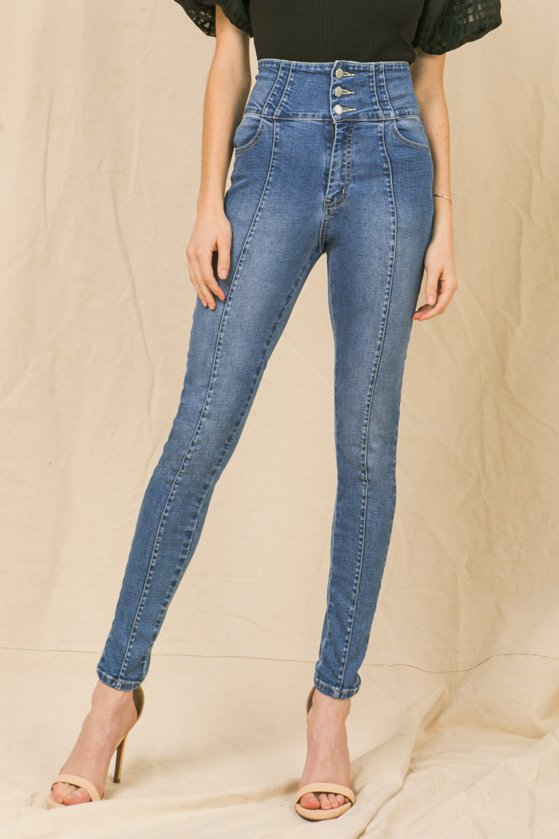 HIGH WAIST SKINNY WASH DENIM