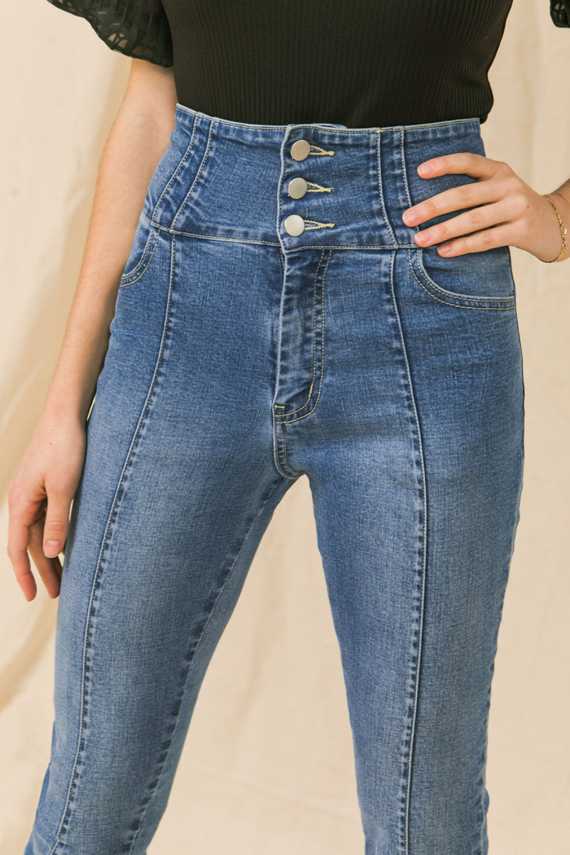 HIGH WAIST SKINNY WASH DENIM