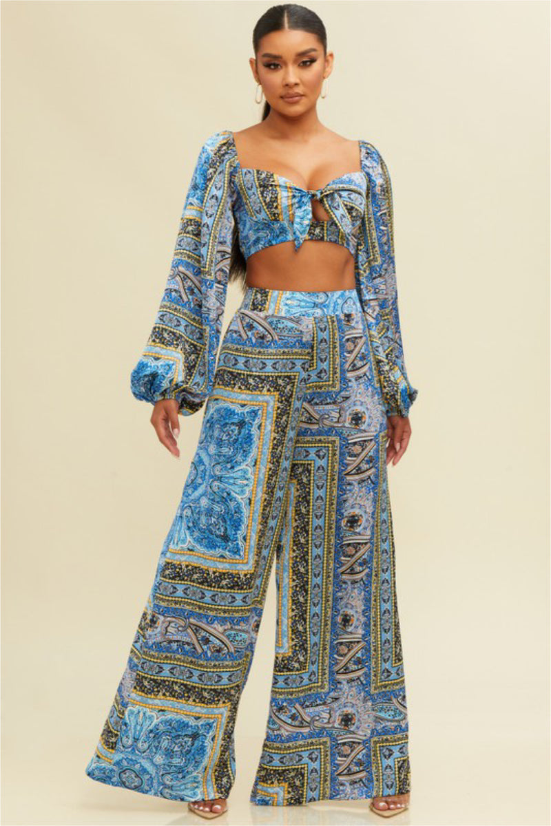 SCARF PRINT TWO PIECE SET