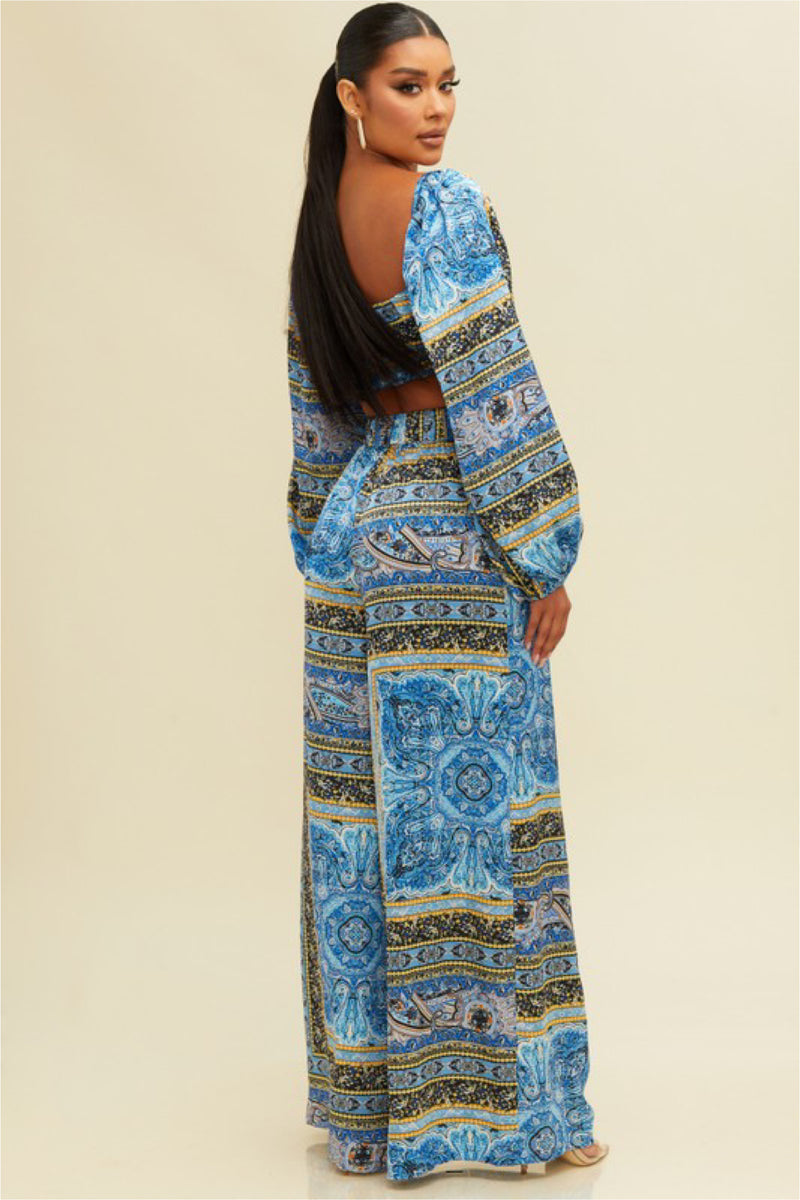 SCARF PRINT TWO PIECE SET