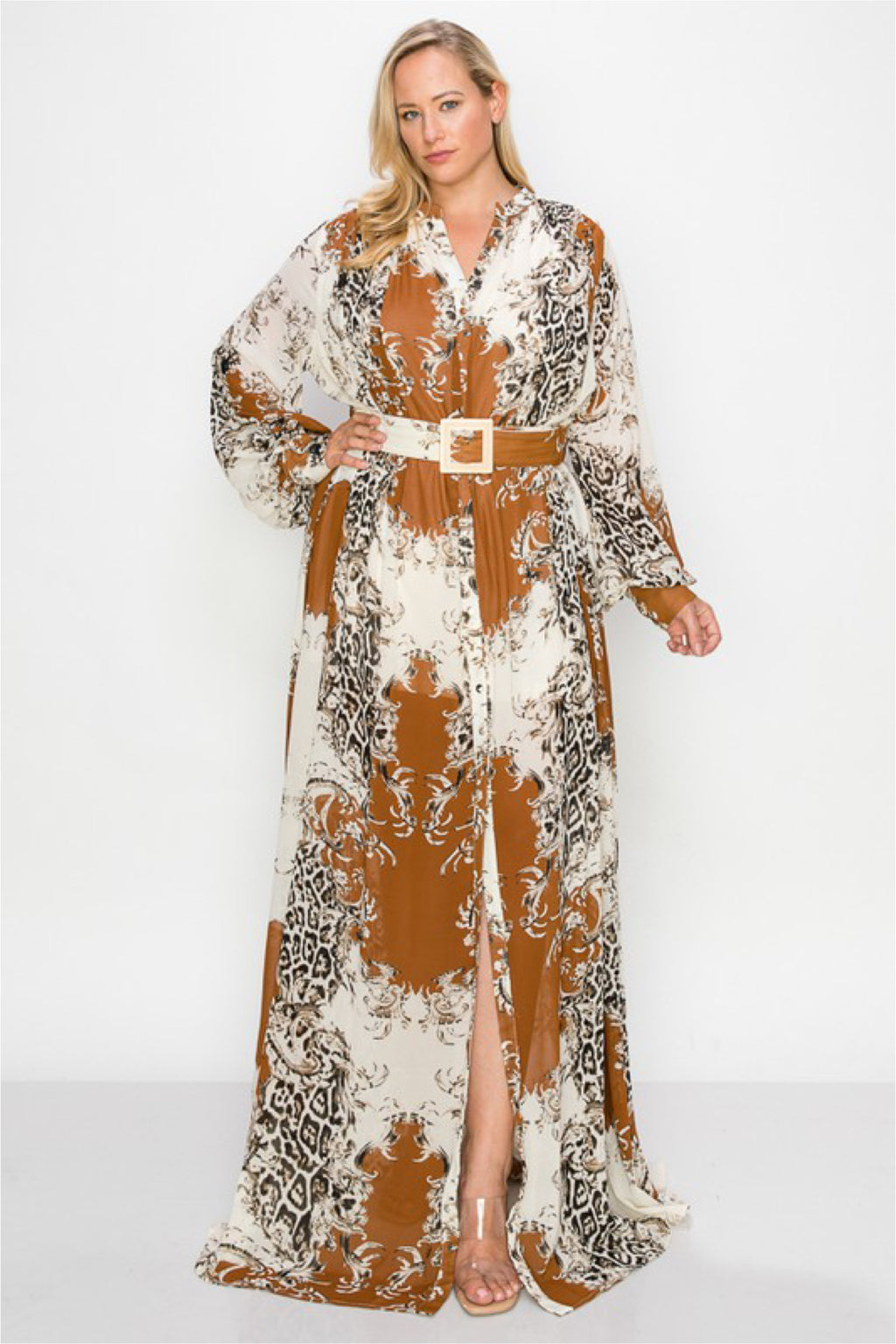 Wallis cream paisley maxi shirt dress Clearance