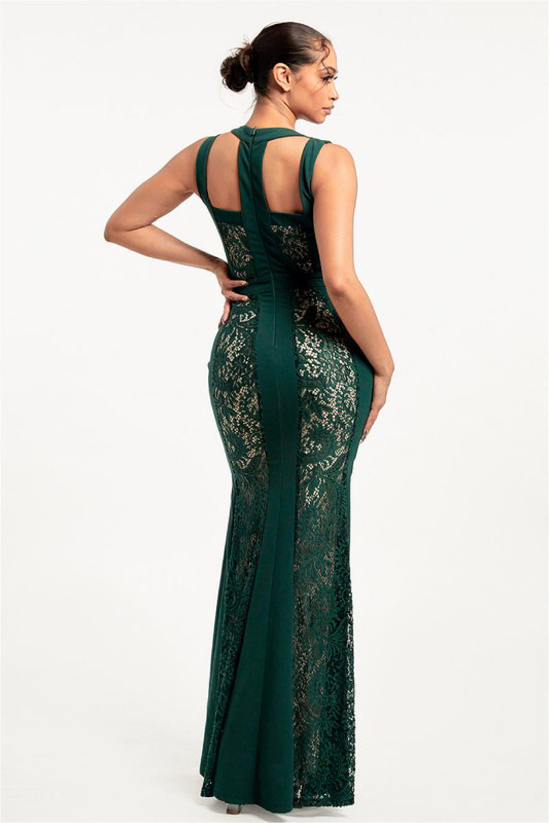 LACE MERMAID CUTOUT BACK DRESS